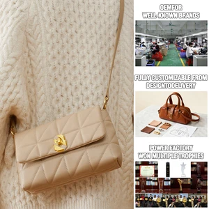 Manufacturer Wholesale Custom Women's Retro Diamond Grid Shoulder Bag OEM/ODM High-quality Cowhide Shoulder Strap Crossbody Bag