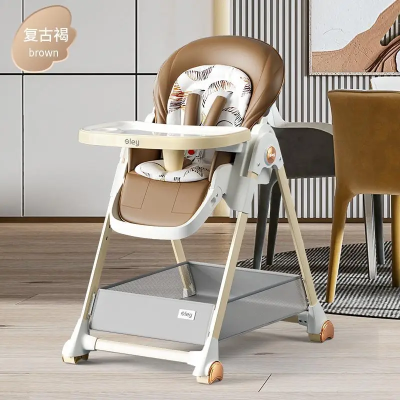 Collapsible with Wheels Dining Chair for Baby Baby Chair Trolley with Cradle Swing Baby Eating Feeding Chair