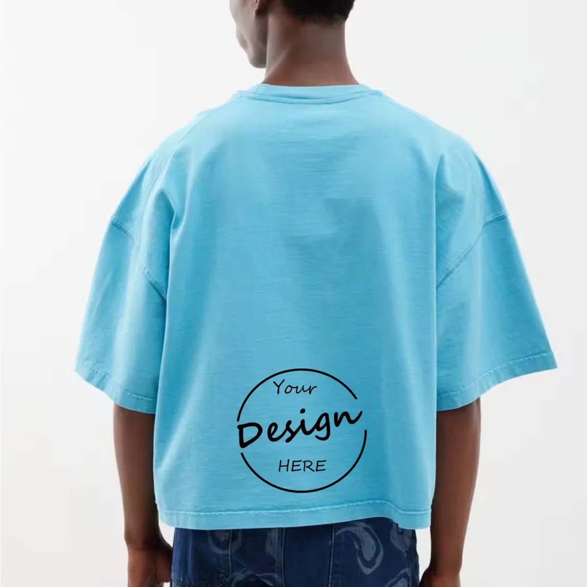 JL24130A Cotton 300Gsm Cropped T Shirt Boxy Oversized T Shirt Men Heavyweight Blank Crop Top T-Shirt Men