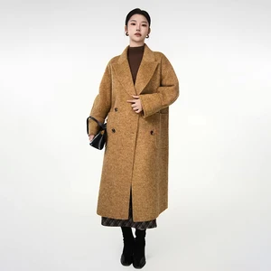 Loose Collar Double-sided Wool Coat Medium to Long Camel Fur Coat for Women