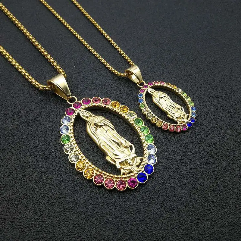 18k Gold Plated Christian Jesus Virgin 