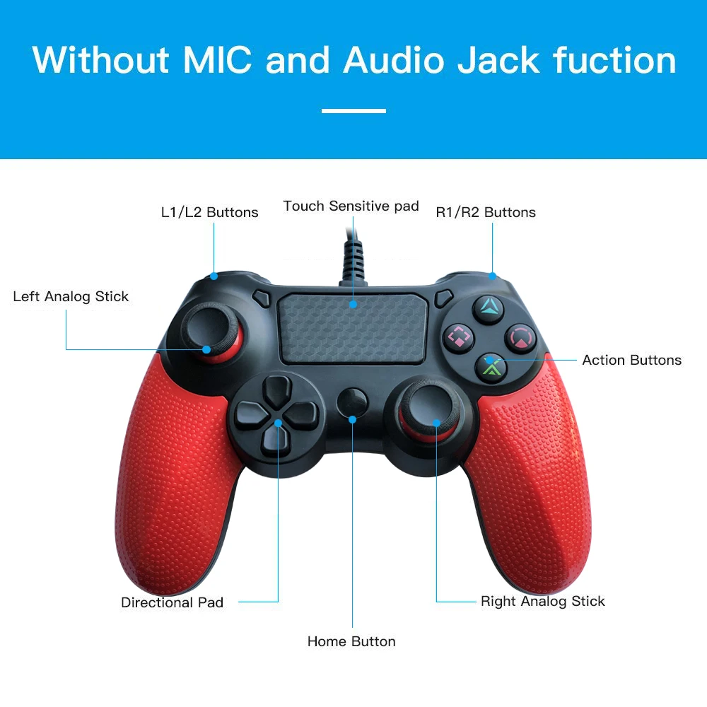 Controller Joystick Wired Ps4 Controller With Headphone Jack PC