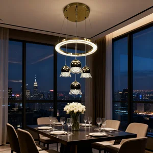 JACKSUN Restaurant Pendant Light Luxury Minimalist Chandelier  Modern Simple Golden Pendant Lamp