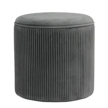 Customized High Quality Modern Velvet Round Ottomans Folding Furniture Home Shoe Storage Pouf