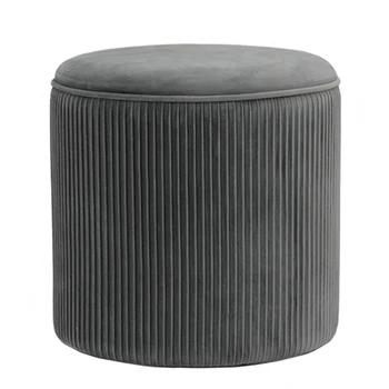 Customized High Quality Modern Velvet Round Ottomans Folding Furniture Home Shoe Storage Pouf