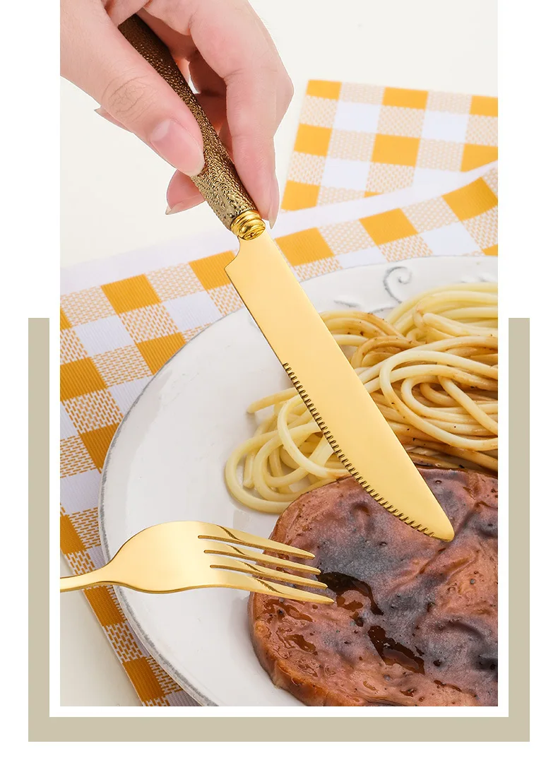 Best Selling New Ceramic Handle Stainless Steel Cutlery Set Fork Spoon Knife Gold Silverware Luxury Flatware Set