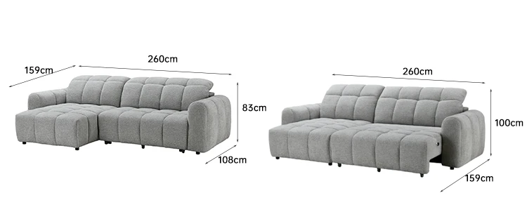 Convertible Sliding L Shape Living Room 2 3 Seater Couch Fabric Pull Out Corner Sofa Bed Sleeper Electric Control Sofa Bed