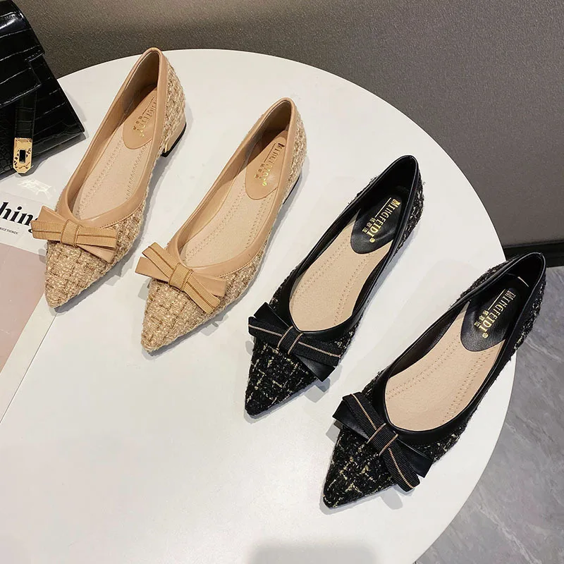 Y 35-43 Plus Size Bow Single Shoes Women's 2.5CM Block Heel New Heels Soft Sole Pointed aperçu 2