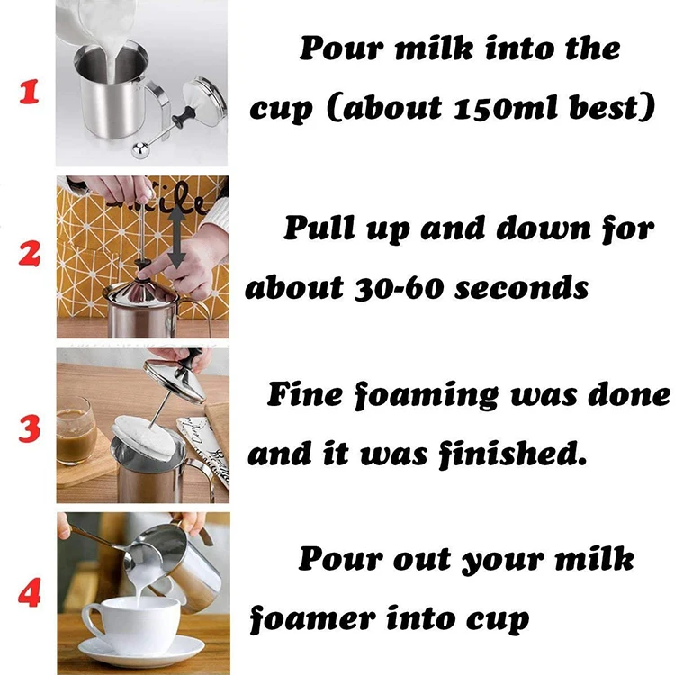 Coffee Foam Pitcher Manual Milk Creamer Hand Pump Frother Handheld