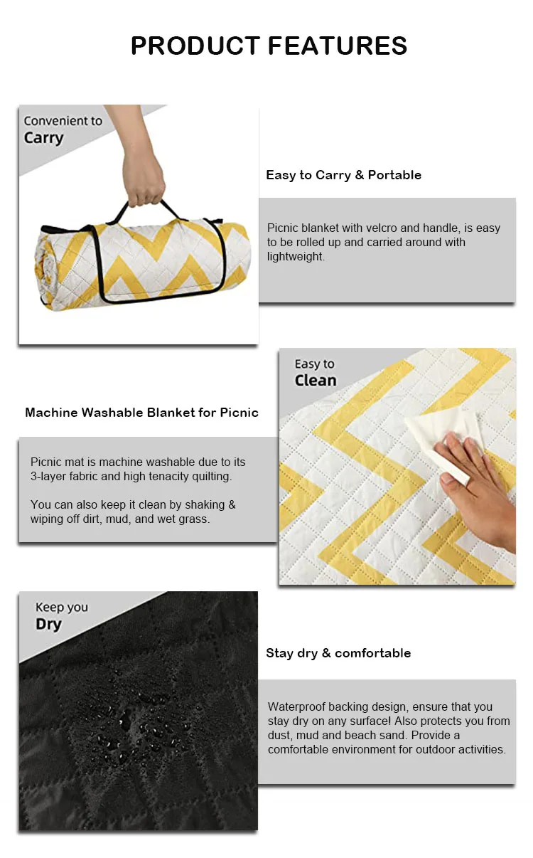 Portable Roll Up Large,Picnic Rug Oversized Sand Proof Camping Picnic