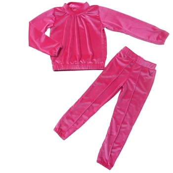 New Pink Baby Girl Clothing Sets Spring Autumn Velvet Kids Boutique Kids 2 Piece Teen Girl Clothing Set