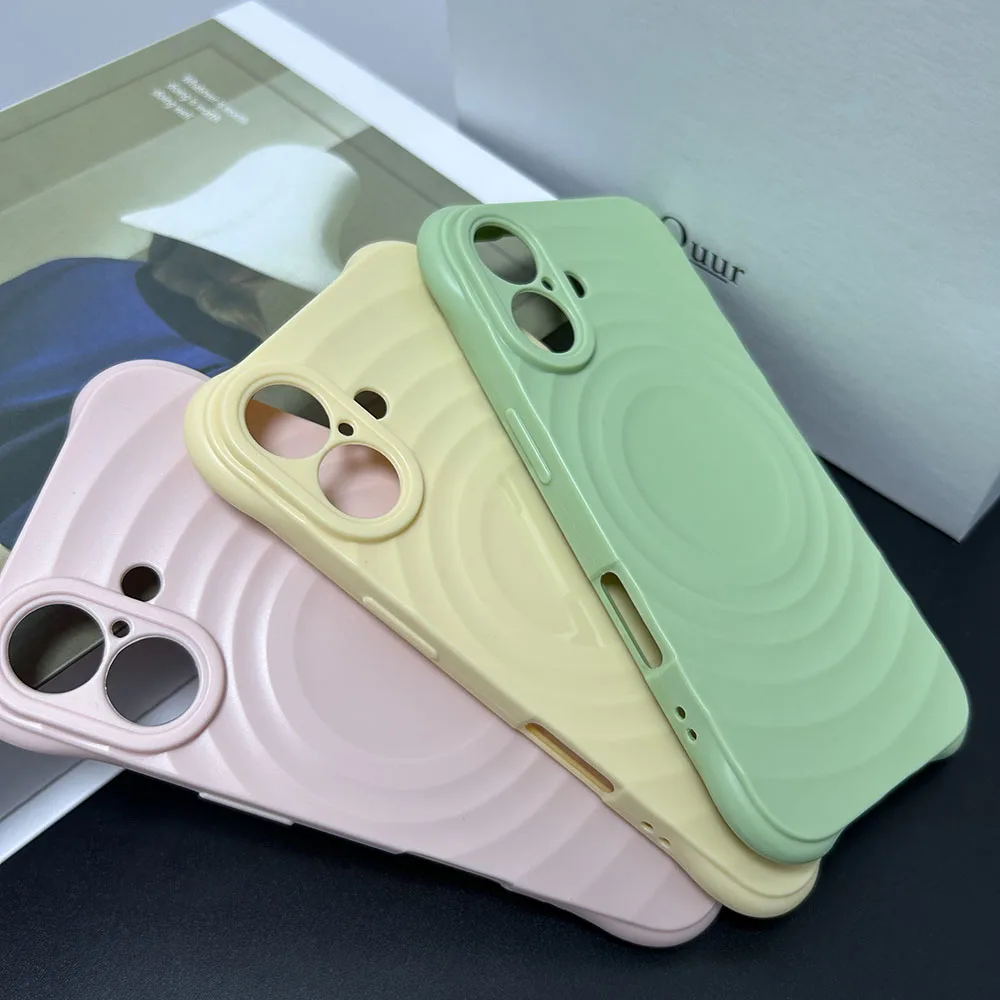 Tpu Phone Case For Iphone 16 Pro Max Plus Simple Cases Candy Color Cover Water Ripple Circle Mobile Sjk513 Laudtec