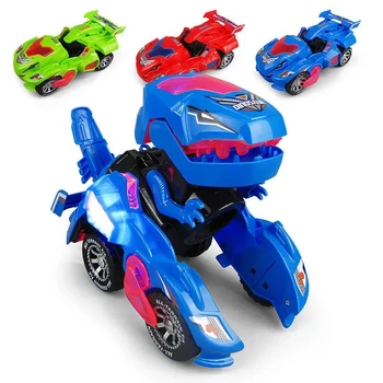 2 In1 Automatic Transforming Electric Dinosaur Morphing Vehicle Original Wholesale Box Features Automatic Light Music Stall Toys
