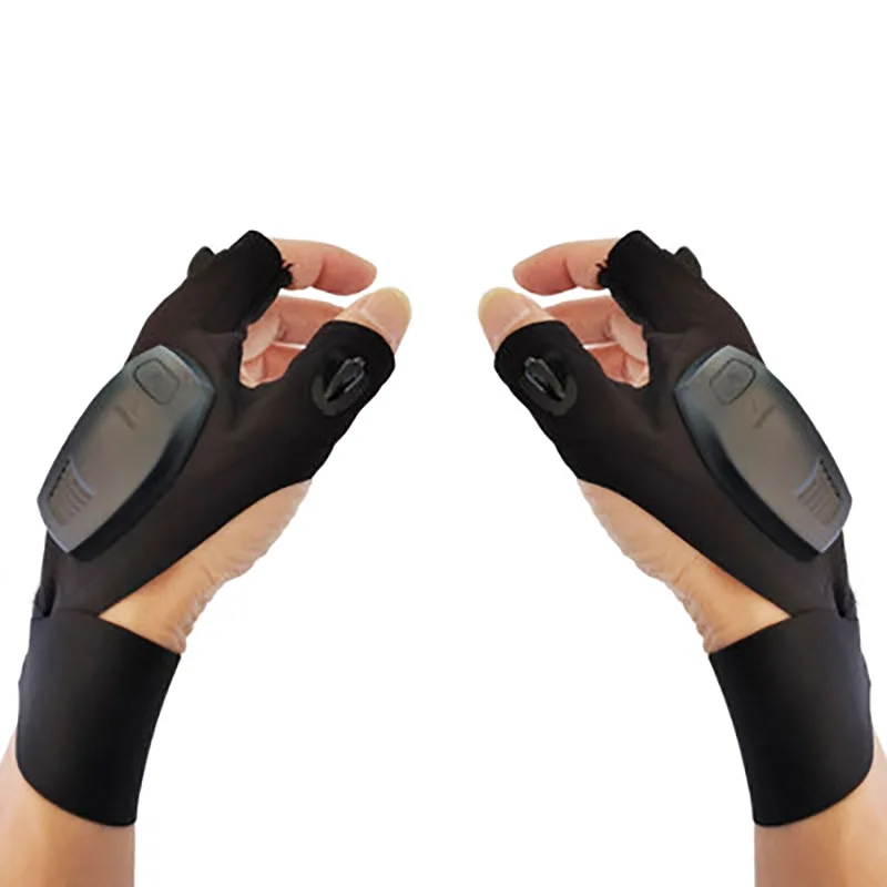 Cool Tech Gadgets LED Flashlight Gloves Half-Finger Lighted Work