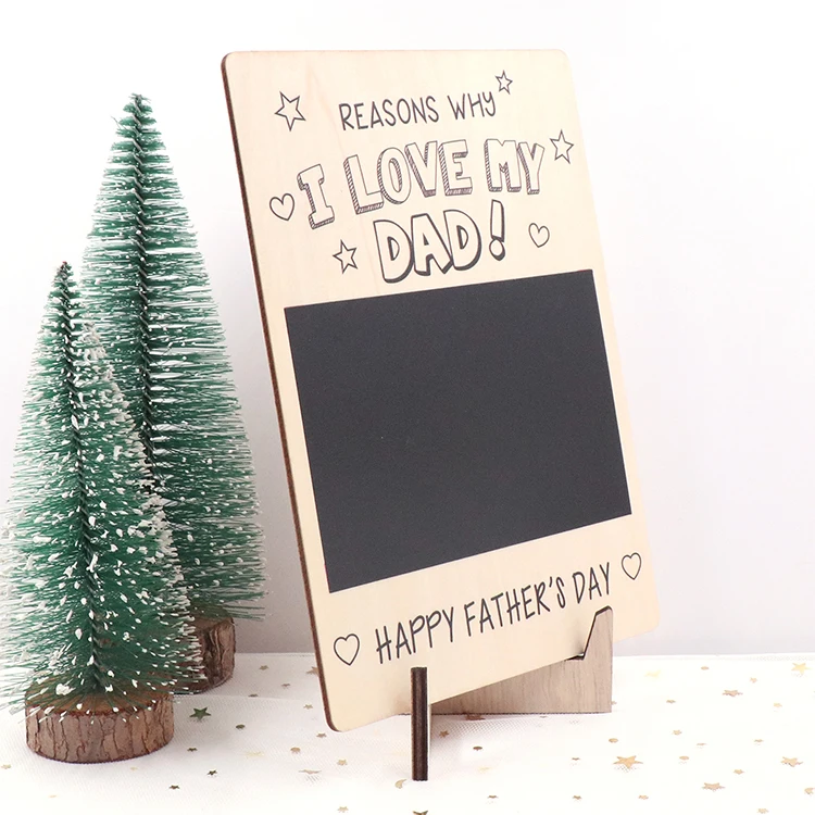 MD141CH1474 1set- Father's Day Gift Stand Base Blackboard Sticker Wood Material Bauble Model Laser Printing Techniques Graphics factory