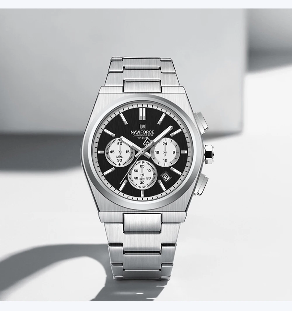 NAVIFORCE NF8048G/L Chronograph Stainless Steel Bracelet Couple 8048 Brand Women Watch Quartz Men Wristwatch Lover's Watches