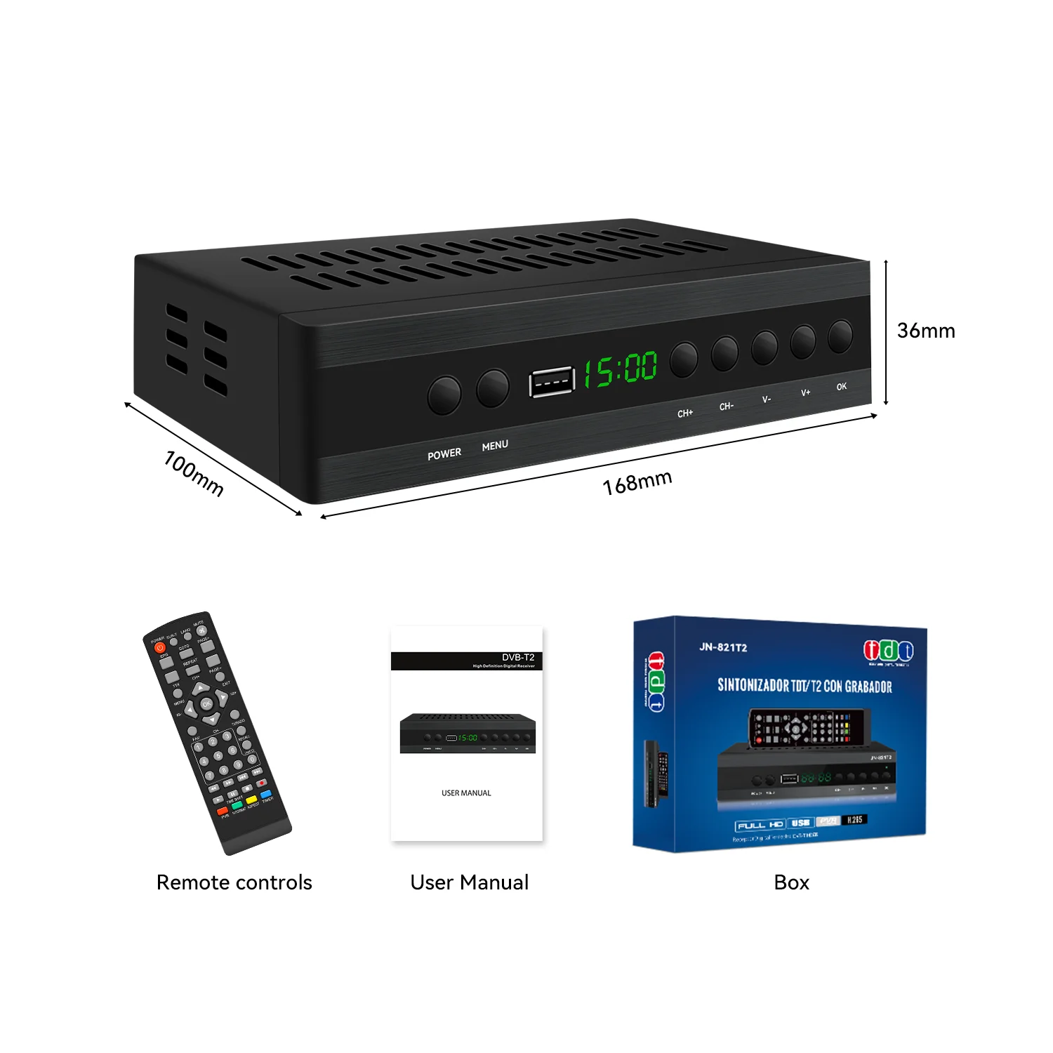 TDT TV Decoder DVB T2 H265 Digital TV Receiver Sacrt Out FTA 1080P Set Top Box