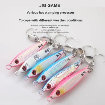 Cheery Little Fat Slow Jigging Stainless Steel Plate Rotating Bearing Sequin UV Single Hook Boat Fishing Lure Swordfish Fishing – Metal Jig – view 5
