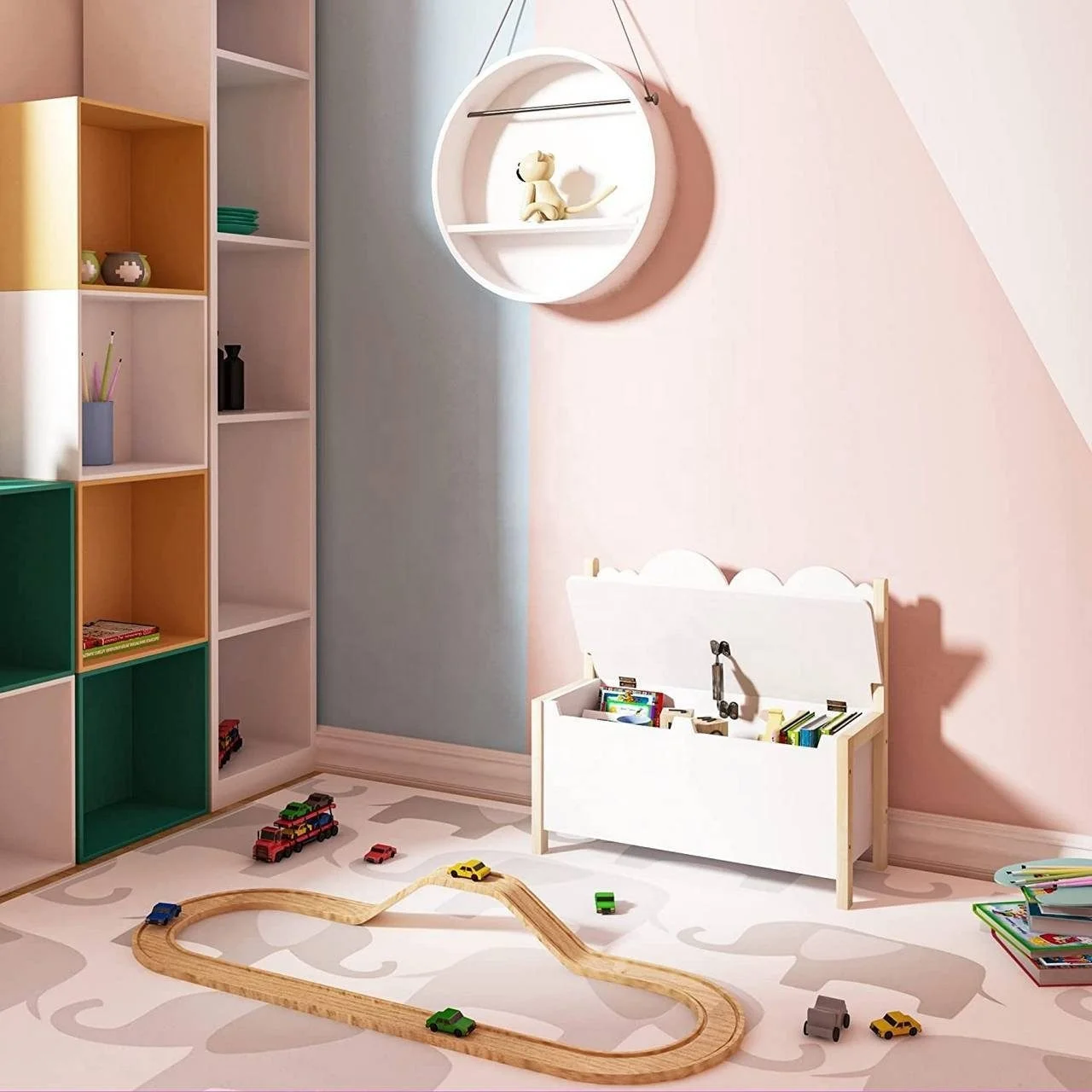 Modern Large Wooden Kids Toy Storage Chest With Safety Hinge,Wholesale