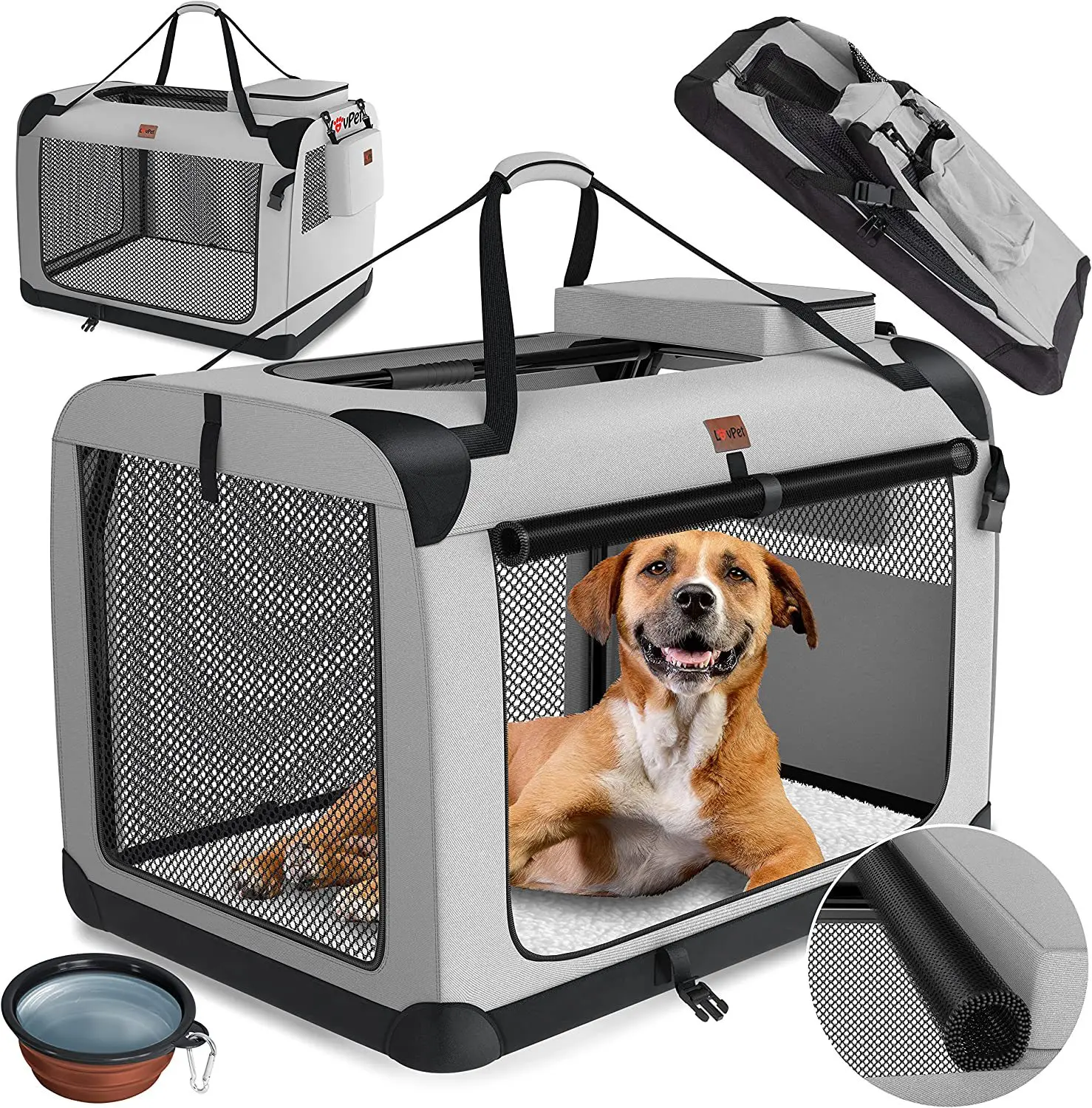 Basics Foldable Portable Travel Pet Kennel Soft Collapsible Dog Crate Medium Portable Dog Travel Crate for Indoor & Outdoor