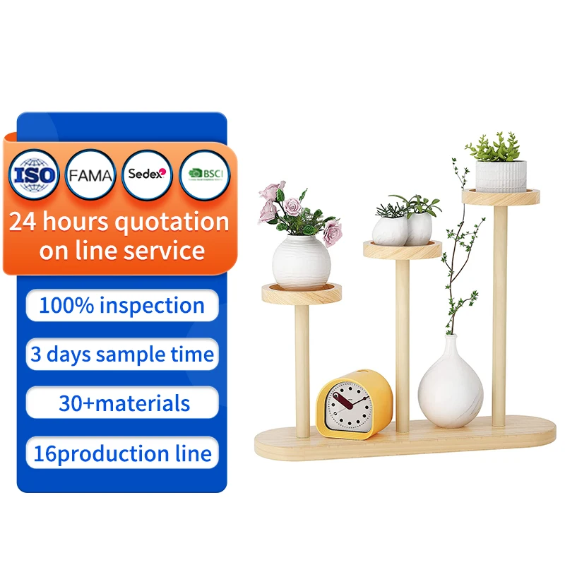 Деревянная подставка для растений деревянная украшена свежим и элегантным