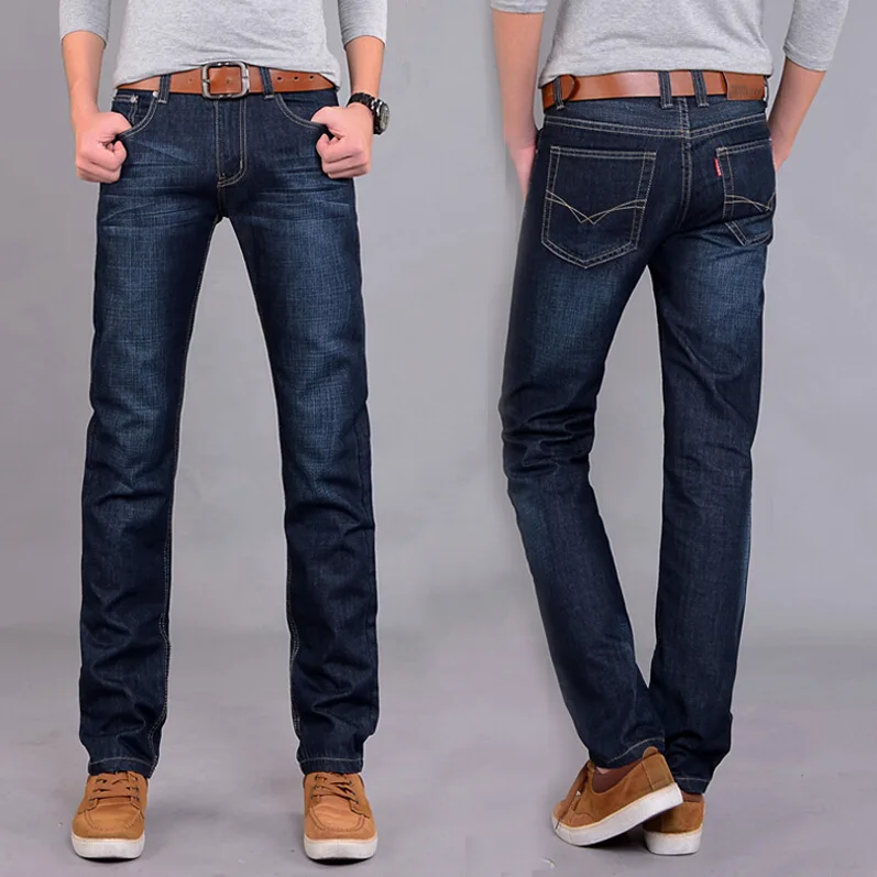 Wholesale Fashion Middle Waist Stretch Casual Jeans Custom Man Cotton Straight Leg Jeans Plus