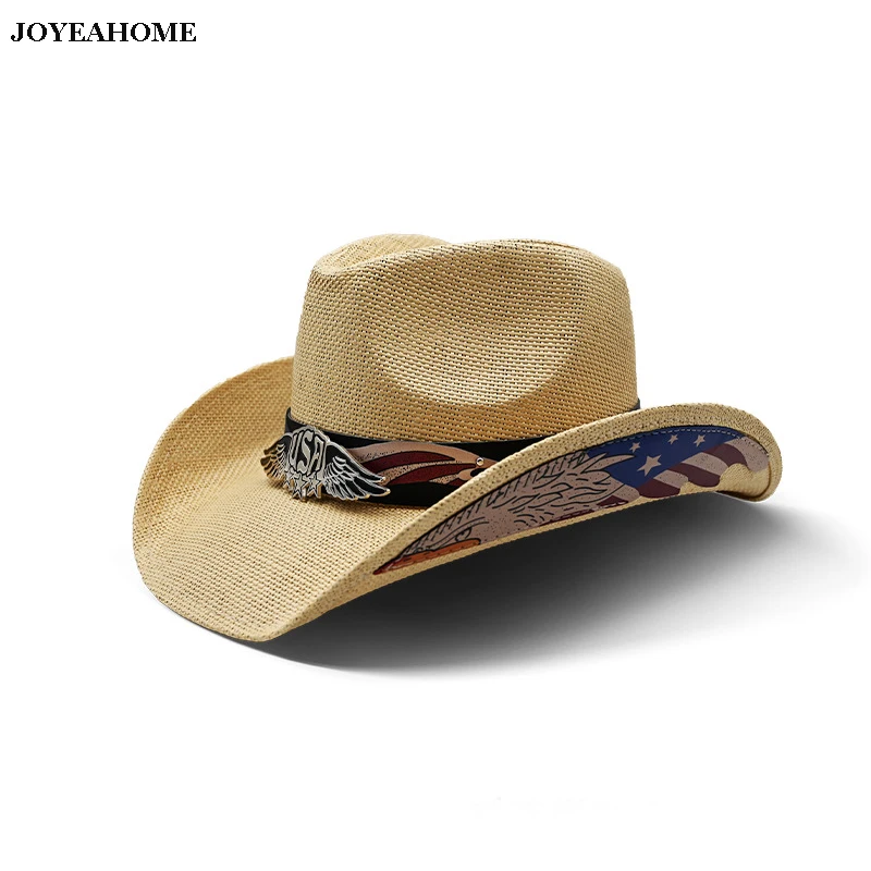 Queue Essentials Men & Women's Woven Straw Cowboy Cowgirl Hat