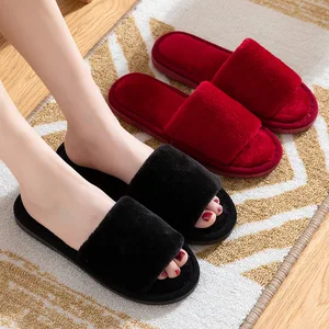 Women's Plush Open Toe Fluffy for Slippers Fruits Print Anti-Slip Winter and Autumn Home Styles Comfort for Spring Autumn