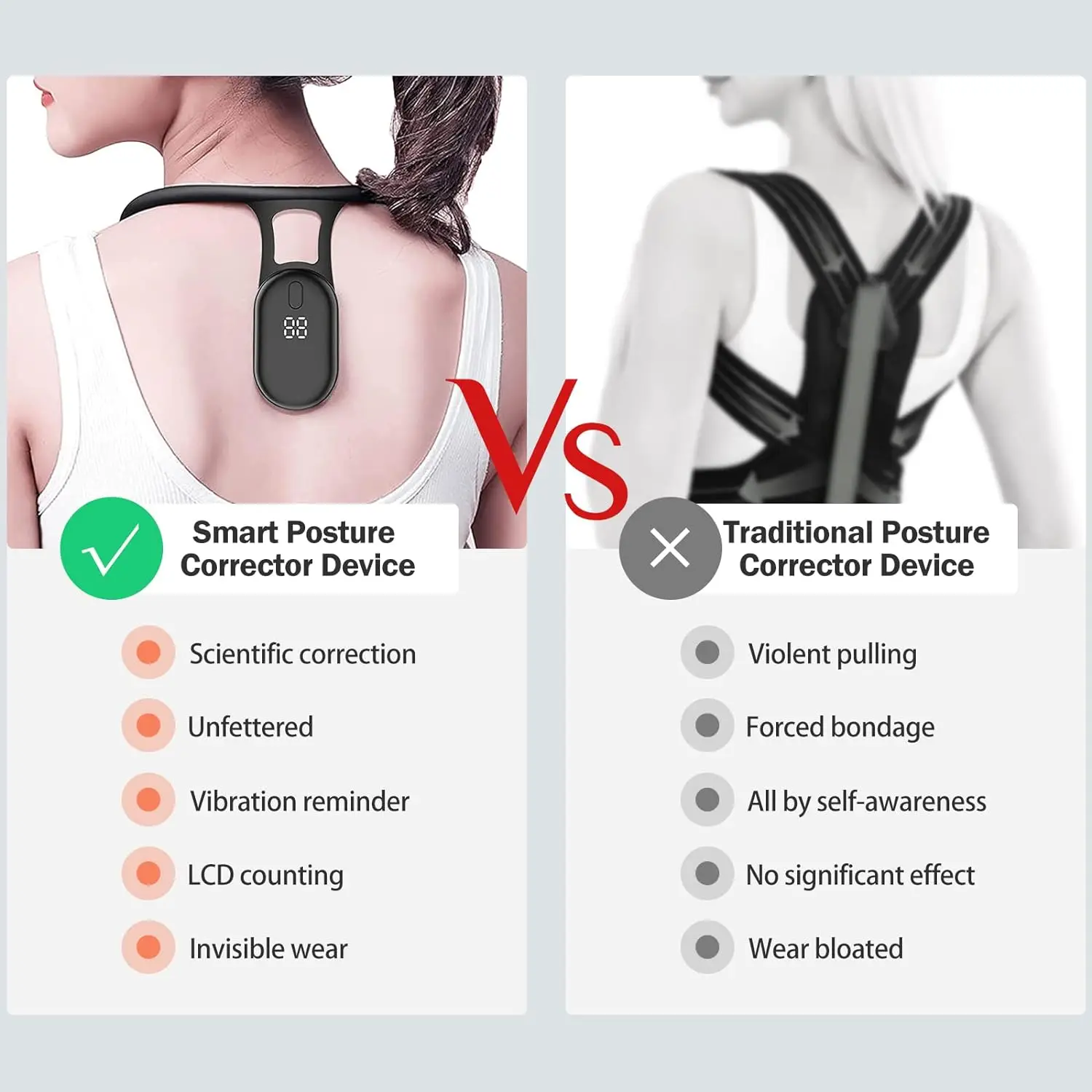 Intelligent Vibration Smart Back Support Training Smart Posture Reminder Device Smart Posture Corrector Necklace for Hunchback