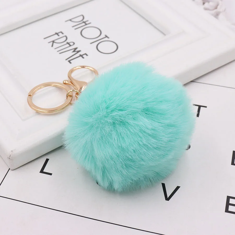 New! Royal Blue Fur pom pom keychain fur ball bag pendant charm