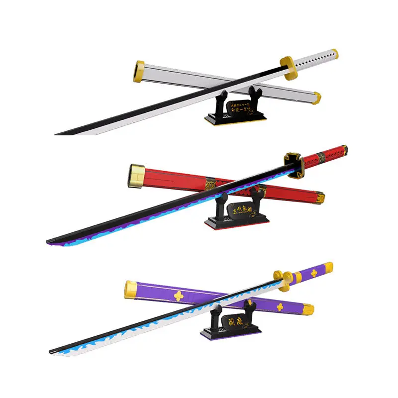 DIY Plastic Anime Swords Creative MOC Demon Samurai Slayer Sword Weapon Building Blocks Bricks Toys