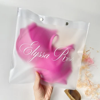 Wholesale Customized Logo Transparent Eva Underwear Packing Clear PVC Plastic Toiletry Bag With Snap Button