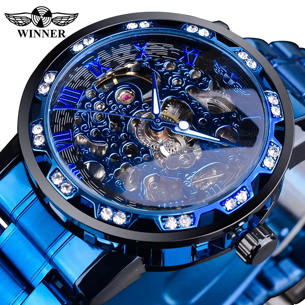 Luxury Blue Stainless Steel Mechanical Watch