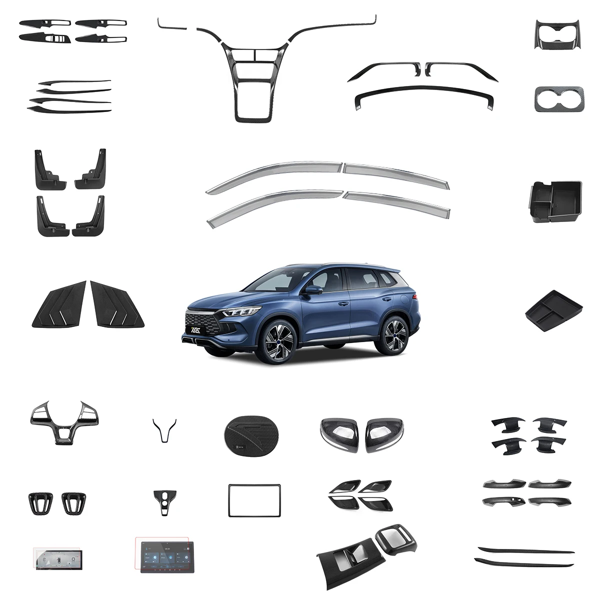 Внутренние аксессуары Sealion 5 для BYD Song Pro Champion: коврики, бокс для хранения, декоративные детали из АБС-пластика и углеродного волокна