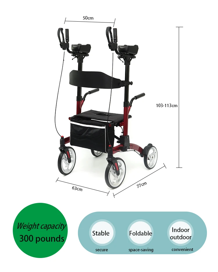 Hct-9291d New Design Foldable Rolling Rollator Upright Walker Outdoor 