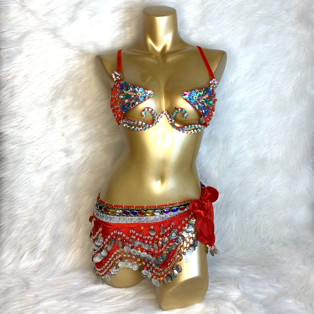 Samba Carnival Wire Bra & Belt Set Hand Made 4 Piece Belly Dancing Wire Bra  + Belly Dance Hip Scarves 320 Piece Coins - Buy Sexy Belly Dance Costume  Rave Outfit,Hand Made