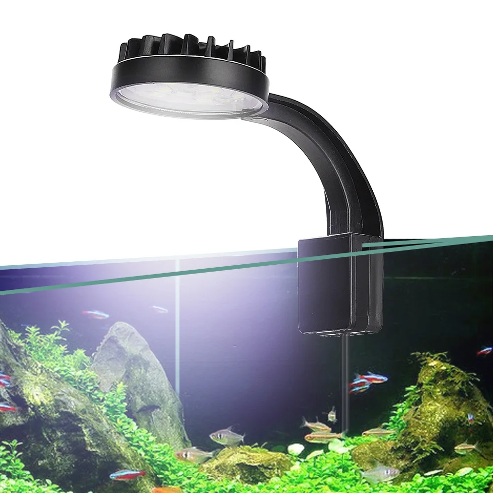 Lámpara LED Para Acuario Con Clip (5W, 12 LEDs Blanco/Azul) - Iluminación Para Peceras Y Plantas Acuáticas, Ahorro Energético