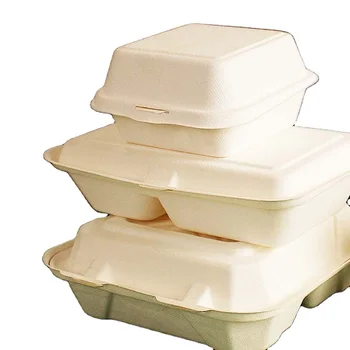 1000ml white double cell lock box Commercial one-piece disposable fast color box Fried Rice takeout packing box