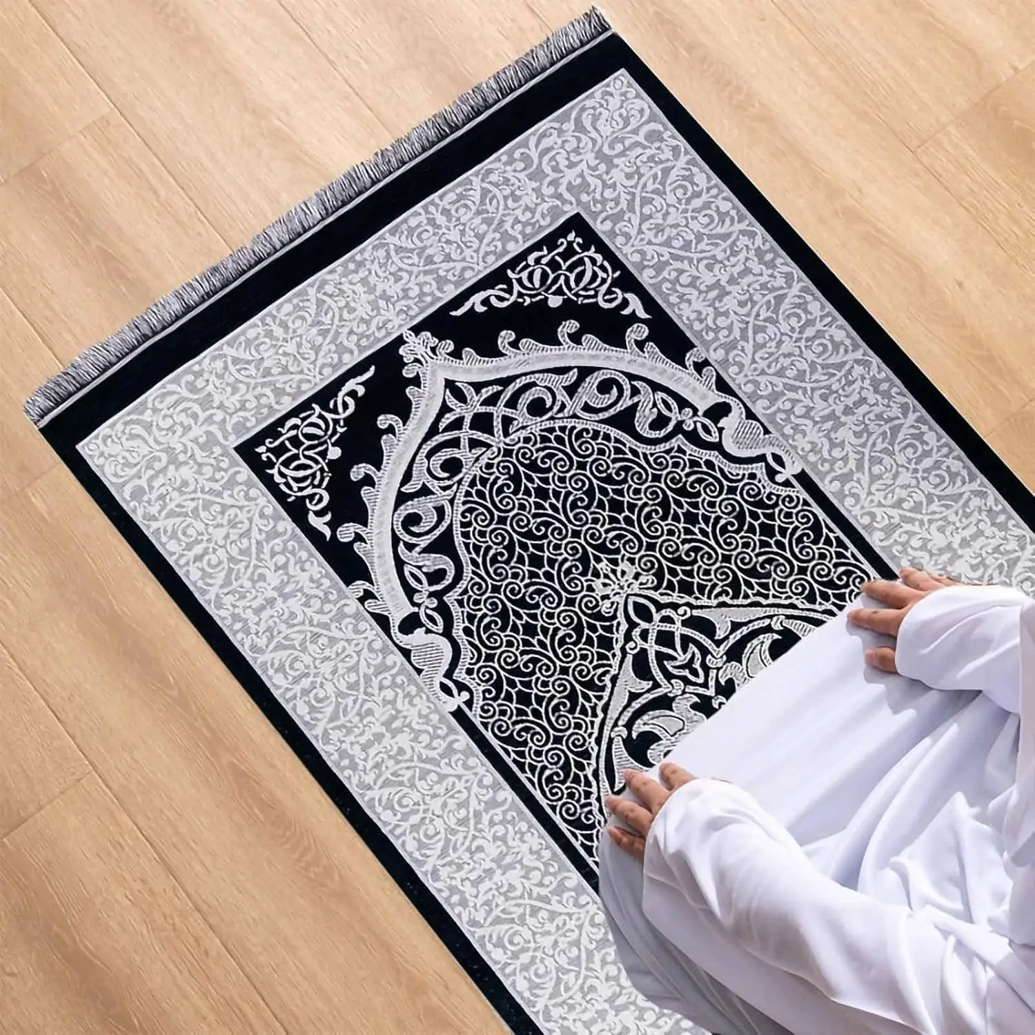 Tapis de prière en jacquard polyester antidérapant pour maison_voghion.com