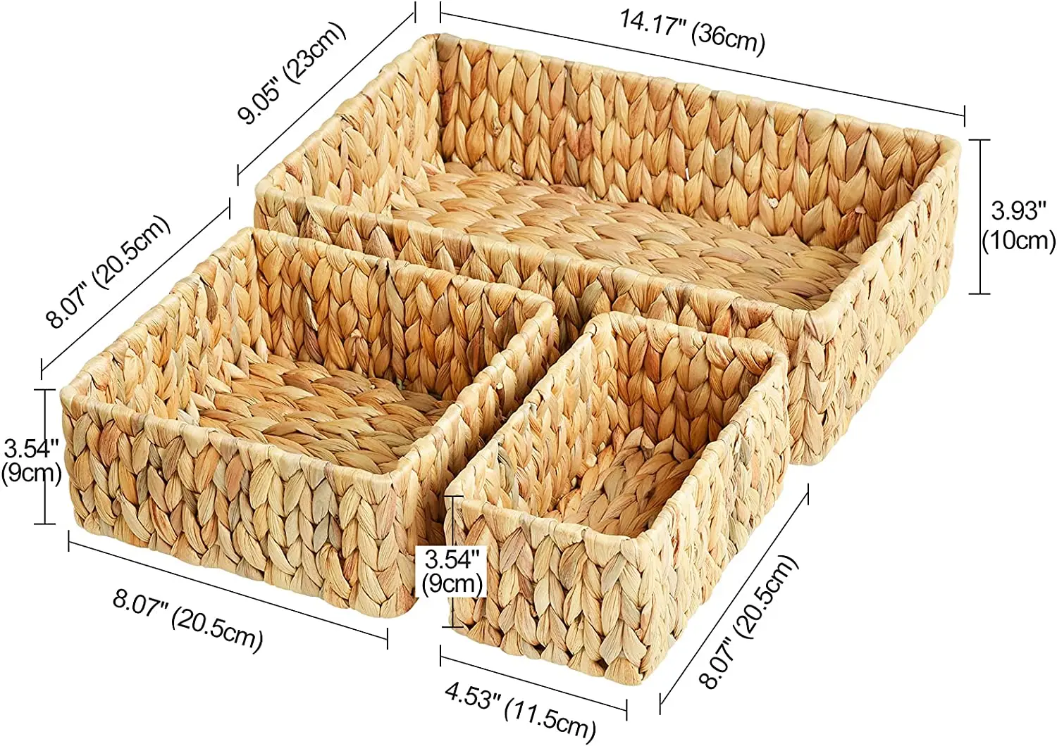 Handmade Natural Water Hyacinth Wicker Baskets for Storage Shelves ...