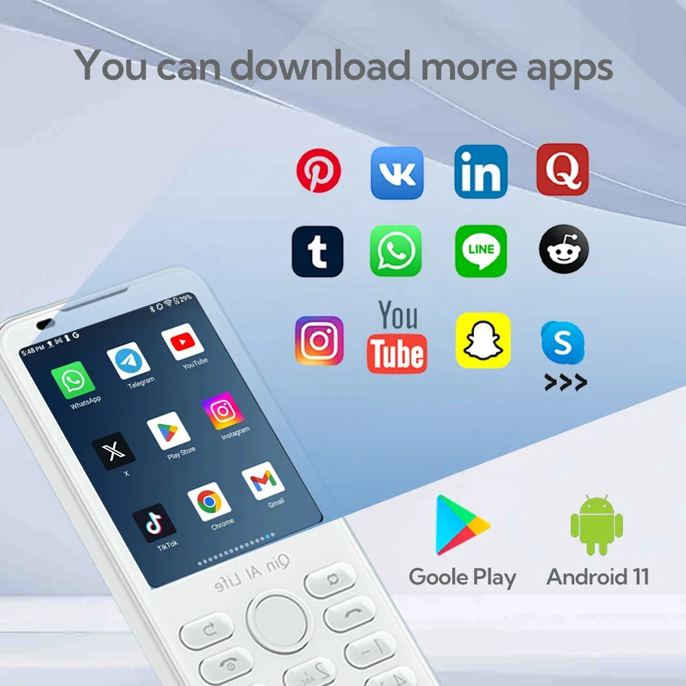 Global Cracked Version Qin F21PRO + PlusAndroid 11 Touch Screen 4G Smart Mobile Phone Supports Google Store Qin F21 PRO