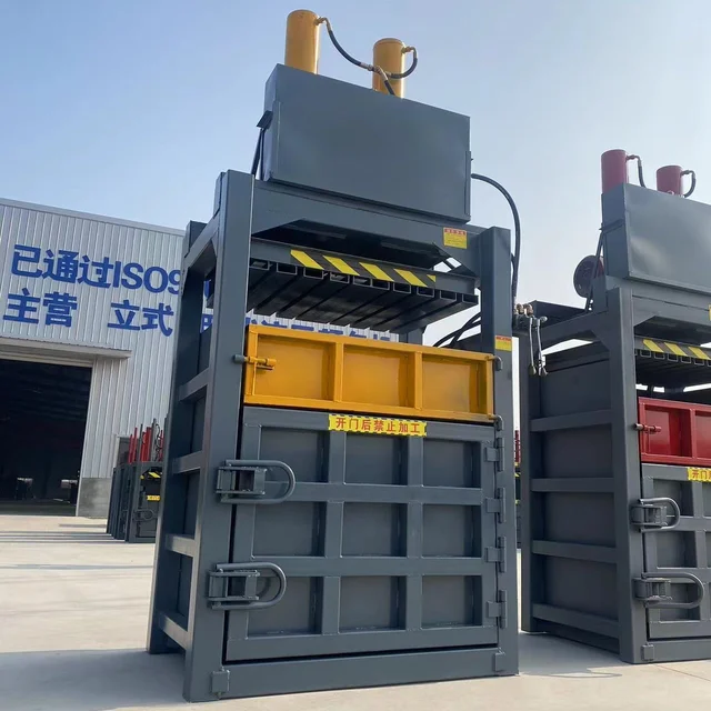 YUZHI 8t 10t  Full Steel Plate Vertical Hydraulic Baler Aluminum Cans Briquetting Machine Paper Strapping Machine