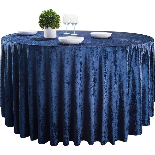 Polyester Round Custom White Party Wedding Tablecloth Table Cloth for Events