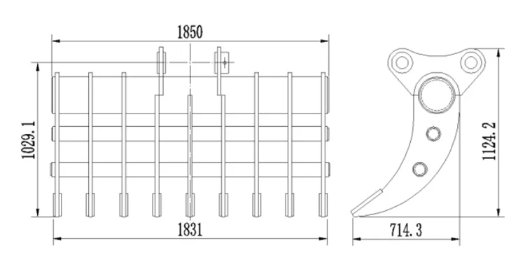 Trackhoe Rake Sizes Factory Price Mini Excavator Attachments Root Rake for 1-4 Tons Mini ...