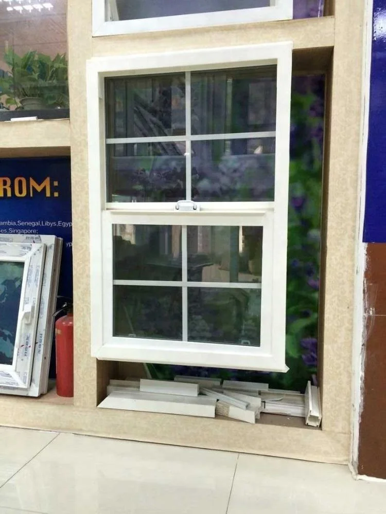 PVC Double Hung Window with Vertical Opening & Energy Saving Design for Home