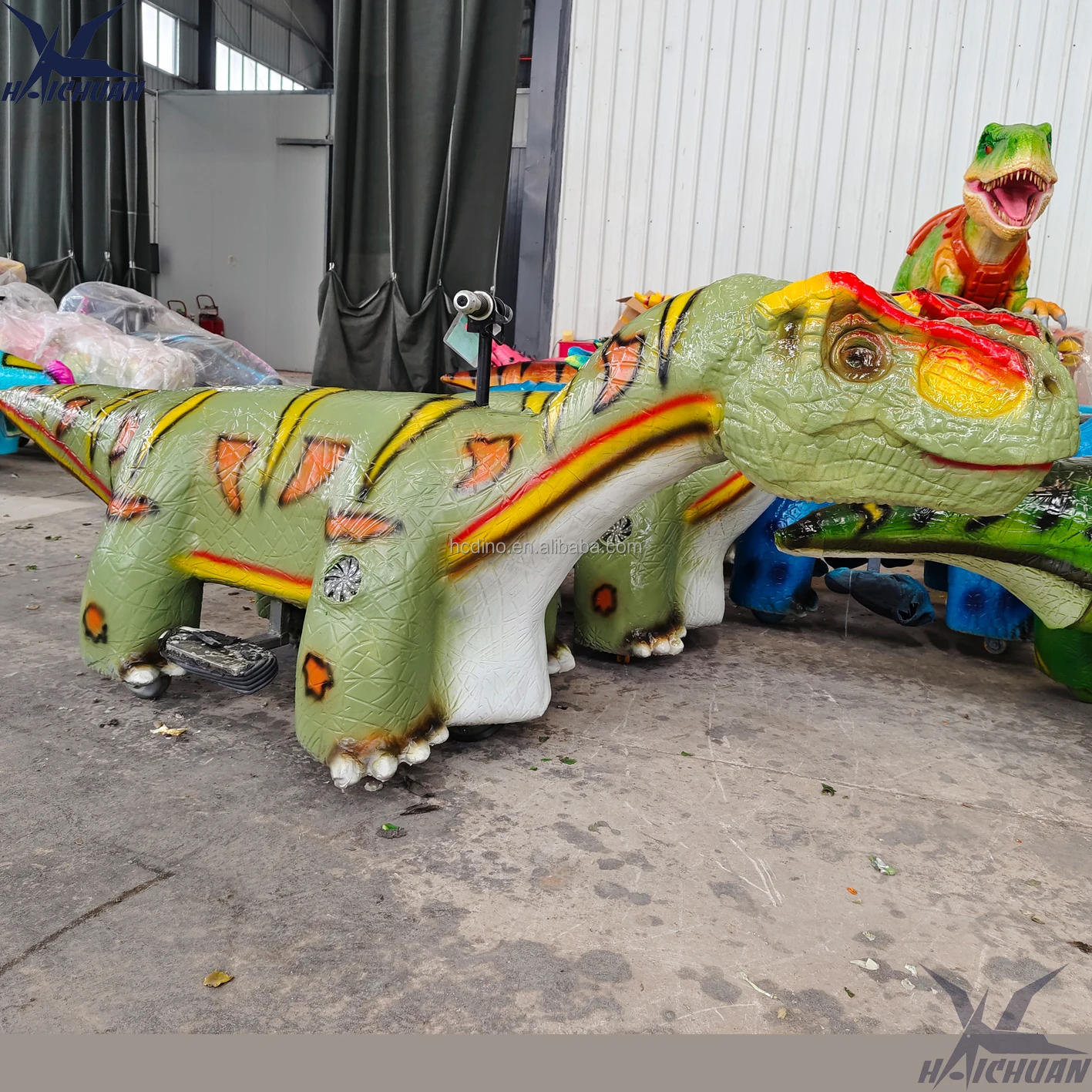 Animatronics of Dinosaur Walking Robot Electrico Rideable Dinosaur Cars for Indoor Amusement Park