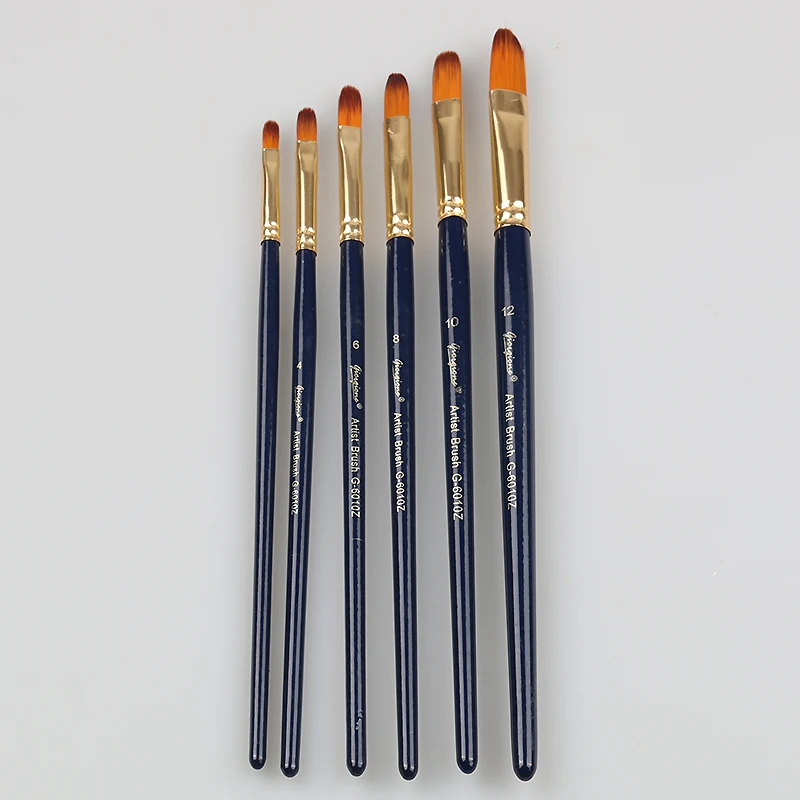 Giorgione 6 шт. синтетические волосы фиберта желтые алюминиевые наконечники деревянная ручка набор кистей для пейнтбола с