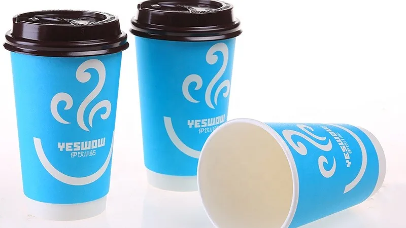 Custom Printed Disposable Recycle Custom Logo Kraft Paper Cups With Lid ...