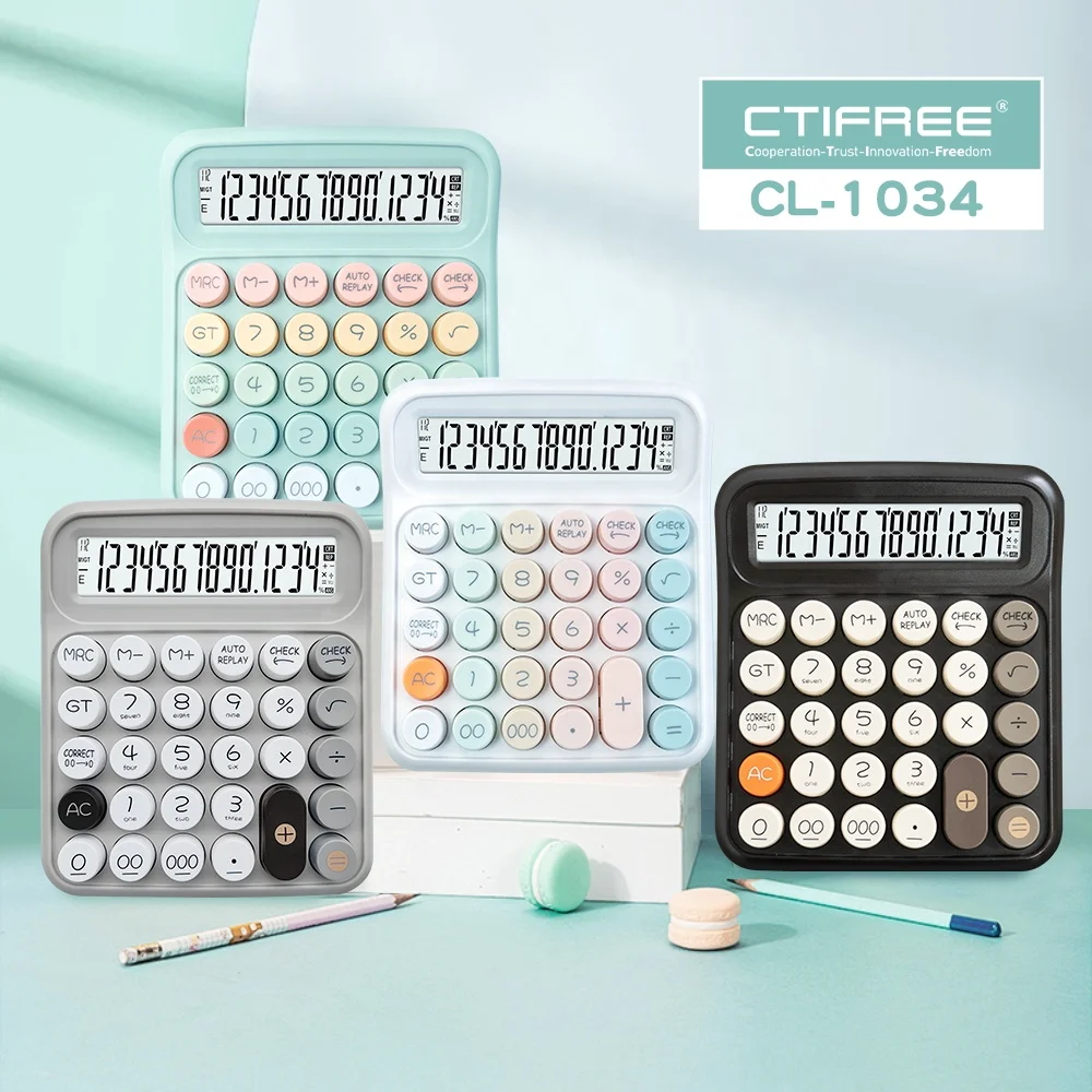 CTIFREE 14 Digit Dual Power Mechanical Calculator - Ideal for