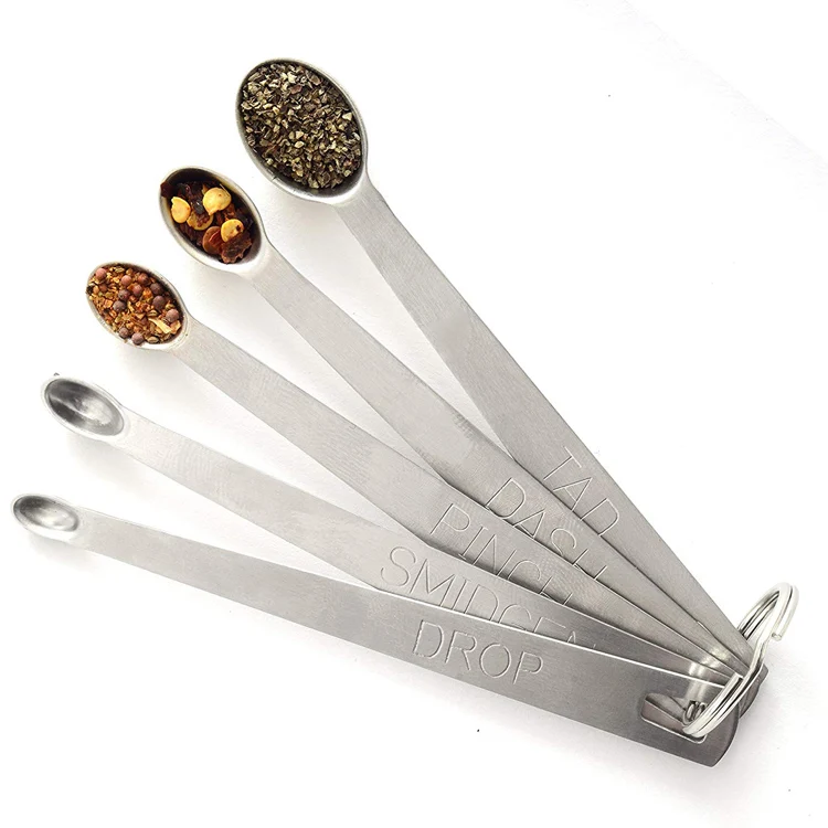 Small Measuring Spoons Stainless Steel Dash Pinch Smidgen Nip Metal Set of  4